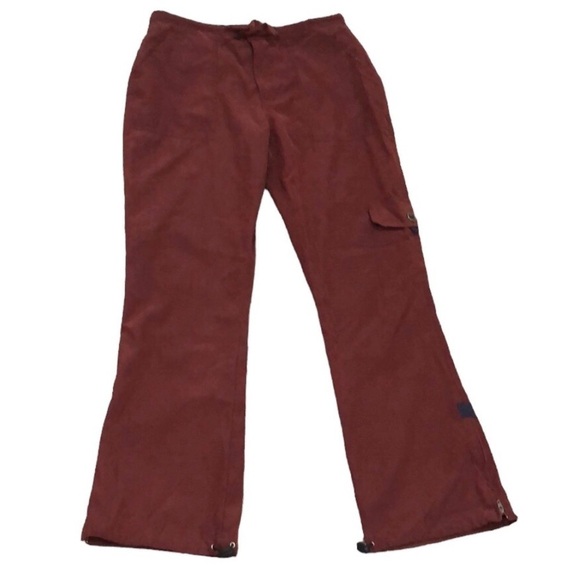 Abercrombie & Fitch Cargo Bootcut Pants Size Large Burgundy Red - Picture 1 of 9